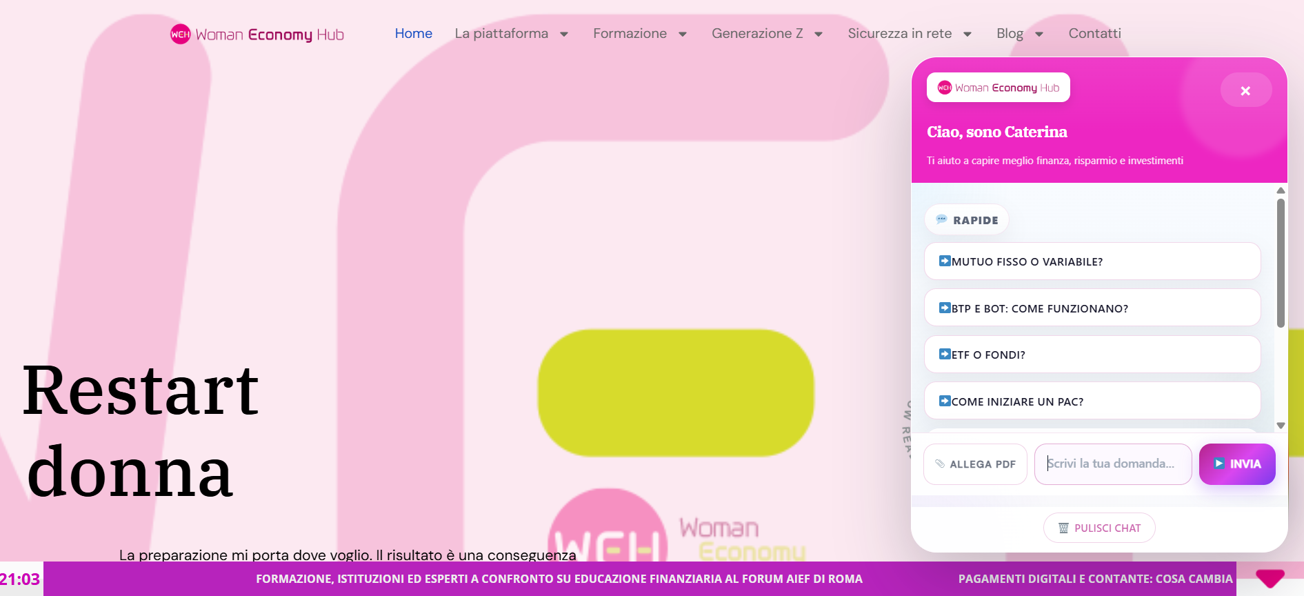 Woman Economy Hub — Educazione finanziaria al femminile anteprima